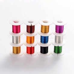 ラウンド銅ジュエリーワイヤー  ミックスカラー  26ゲージ  0.4mm  約9フィート（3ヤード）/ロール  12ロール/箱&nbsp;CWIR-R002-0.4mm