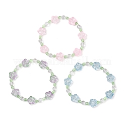3個 3色 梅の花 ガラスビーズ ストレッチブレスレット 女性用  ミックスカラー  内径：2-1/8~2-1/4インチ（5.5~5.8cm）  1pc /カラー&nbsp;BJEW-JB12138
