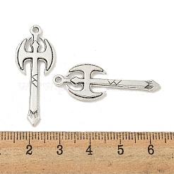合金のチベット風チャーム  カドミウムフリー＆鉛フリー  斧  アンティークシルバー  37x14x2mm  穴：2mm  約510個/1000g&nbsp;TIBEP-R304-029AS-LF
