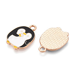 合金とエナメルのペンダント  ペンギン  カドミウムフリー＆鉛フリー  ゴールドカラー  ホワイト  20.5x15x1mm  穴：2mm&nbsp;ENAM-T021-43A-G