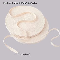 綿ツイルテープリボン  ヘリンボーンリボン  裁縫用  古いレース  1/2インチ（12mm）  約50m /ロール&nbsp;OCOR-WH0032-62B