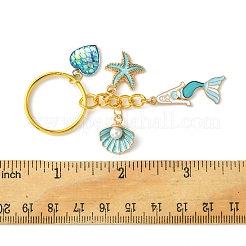 合金エナメルキーホルダー  鉄パーツ  人魚  ターコイズ  8.2cm&nbsp;KEYC-FS00003