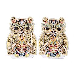 5ddiyフクロウ模様動物ダイヤモンド絵画鉛筆カップホルダーオーナメントキット  樹脂ラインストーン付き  ねばねばしたペン  トレイプレート  接着剤粘土とアクリル板  144.5x107x2mm&nbsp;DIY-C020-03