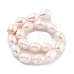 天然養殖淡水パールビーズ連売り  グレードA +  ライス  桃パフ  7~8mm  穴：0.6mm  約19個/連  6.69''（17センチメートル）&nbsp;PEAR-P062-15C
