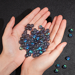 合成ムーンストーンビーズ連売り  ホログラフィックビーズ  染め  艶消し  ラウンド  スレートグレイ  8mm  穴：0.7mm  約48個/連  15インチ（38.1cm）  1連売り/箱&nbsp;G-AR0002-40A