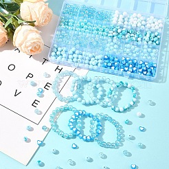 キットを作るDIYブレスレット  弾性クリスタル糸を含む  アクリル＆ABSプラスチックビーズ  ライトスカイブルー  8mm  穴：1.5mm&nbsp;DIY-FS0008-81A