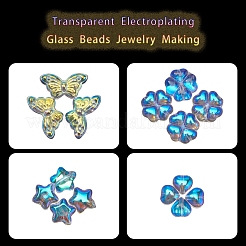 4スタイルの電気メッキガラスビーズ  混合図形  ミックスカラー  10x10x5mm  穴：1mm  160個/スタイル&nbsp;GLAA-YW0001-28