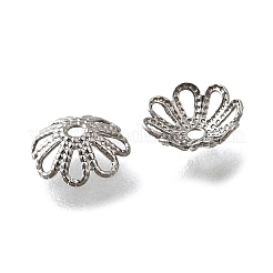 304ステンレススチールビーズキャップ  花  ステンレス鋼色  7x2.5mm  穴：1mm&nbsp;STAS-B087-10A-P