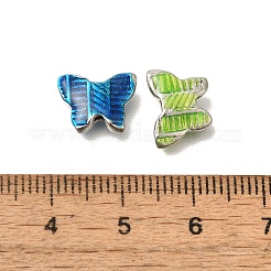 合金エナメルビーズ  プラチナ  蝶  ミックスカラー  9x11.5x3mm  穴：1.2mm&nbsp;FIND-C065-02P