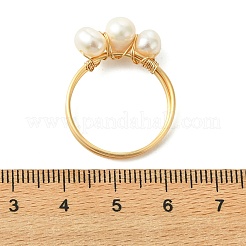 2個 2色 銅線入り天然真珠指輪  ラウンド  プラチナ·ゴールデン  18~19mm  1pc /カラー&nbsp;RJEW-JR01036