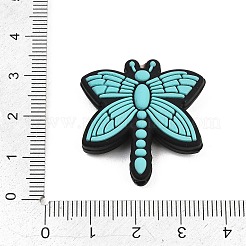 食品グレードの環境に優しいシリコーンビーズ  トンボ  淡いターコイズ  29x28x8mm  穴：2mm&nbsp;SIL-B079-09B