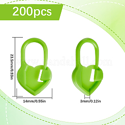 プラスチック編み物ツール200個  かぎ針編みロッキングステッチマーカーホルダー  ハート  淡緑色  2.35x1.4x0.3cm&nbsp;FIND-SP0003-12A