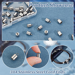 304ステンレススチールコードエンド  エンドキャップ  コラム  ステンレス鋼色  10x6mm  穴：2mm  内径：5mm  50個/箱&nbsp;STAS-UN0009-31P