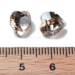K9ガラスラインストーンカボション  尖ったバック＆バックメッキ  ハート  黄金の影  8.8x8x5mm&nbsp;GLAA-H034-02B-001GS