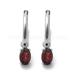 304ステンレススチールマイクロパヴェキュービックジルコニアフープピアス  オーバル  ステンレス鋼色  20mm  ピン：0.8mm&nbsp;STAS-R004-07P-01
