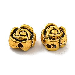 チベット風合金ビーズ  鉛フリー＆カドミウムフリー  花  アンティーク黄金  6.5x7x4mm  穴：1.2mm  約1666個/1000g&nbsp;PALLOY-F307-03AG