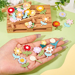 42個 21スタイルの花のコンピューター刺繍布パッチ  マスクと衣装のアクセサリー  ミシンクラフト装飾  ミックスカラー  26~37x15~25x1.5~2mm  2個/スタイル&nbsp;PATC-TA0001-27