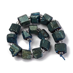 電気メッキ天然のクォーツビーズ連売り  六角プリズム  異形  ダークスレートグレー  8~13x10~14x6~11mm  穴：1mm  約15~16個/連  7.8~8インチ（20~20.5cm）&nbsp;G-G767-02-17