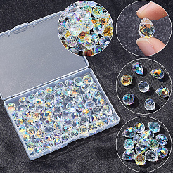 72個の電気メッキガラスビーズ  ティアドロップチャーム  トップ掘削  多面カット  クリアAB  13x9.5mm  穴：1.2mm&nbsp;EGLA-BM0001-43