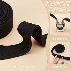 ポリコットンリボン  洋服アクセサリー  ブラック  1-1/2インチ（38mm）  約5.00ヤード（4.57m）/バンドル&nbsp;OCOR-WH0086-67A