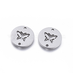 変色しにくい304ステンレススチールリンクコネクター  蝶とフラットラウンド  ステンレス鋼色  11.5x1mm  穴：1.2mm&nbsp;STAS-F240-40P