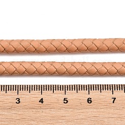 芯入り編み革紐  革のアクセサリーコード  ジュエリーDIY製版材料  染め  ラウンド  ライトサーモン  6mm  約5.47ヤード（5m）/バンドル&nbsp;WL-F009-6mm-02