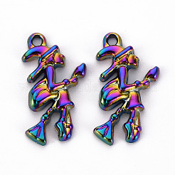合金ペンダント  カドミウムフリー＆ニッケルフリー＆鉛フリー  ハロウィン用  魔女  虹色  25x13.5x3mm  穴：1.6mm&nbsp;PALLOY-S180-102-NR