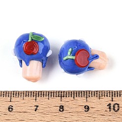 手作りのランプワークの凹凸のあるビーズ  アップルカップケーキ  藤紫色  19~20x15~16x14~16mm  穴：0.8~1mm&nbsp;LAMP-T022-06B