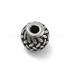 316サージカルステンレスビーズ  ラウンド  アンティークシルバー  6x5.5mm  穴：1.8mm&nbsp;STAS-S173-08AS