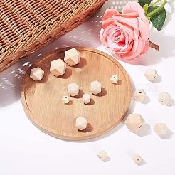 ウッドビーズ  多面カット  ポリゴン  パパイヤホイップ  10~18x10~24mm  穴：2~5mm  120個/セット&nbsp;WOOD-PH0008-27