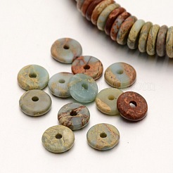 フラットラウンド/ディスク合成アクアテラジャスパービーズ連売り  印象ジャスパー  ヒシビーズ  染め  10x3mm  穴：2mm  約149個/連  15.1インチ&nbsp;G-N0160-01-3x10