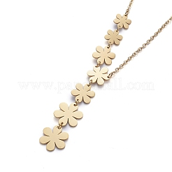 304ステンレススチールペンダントネックレス  アズキチェーン付き  花  ゴールドカラー  17.12インチ（43.5cm）&nbsp;NJEW-L146-44G