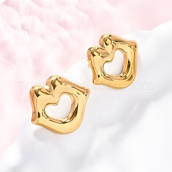女性用304ステンレススチールスタッドピアス  18KGP本金メッキ  リップ  22x25.5mm&nbsp;EJEW-F357-03G-01