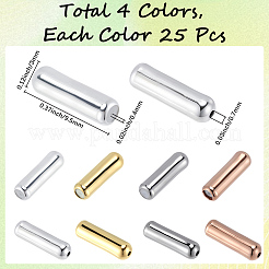 真鍮スティックピンエンドキャップ100色4個  内部のゴムと  コラム  ミックスカラー  9.5x3mm  穴：0.7mm  25個/カラー&nbsp;FIND-SC0021-12