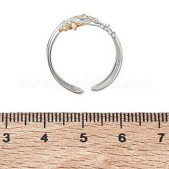 304ステンレススチール製マイクロパヴェキュービックジルコニアカフオープンリング（女性用）  スター  本金メッキ&ステンレススチールカラー  25mm  内径：17mm&nbsp;CU-CBAD24F-01GP