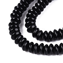 オペークガラスビーズ連売り  ロンデル  ブラック  6x3mm  穴：0.9~1mm  約121~130個/連  14.57~15.35インチ（37~39cm）&nbsp;GLAA-Q113-02A-B01