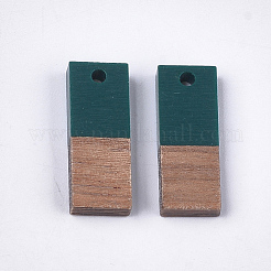 樹脂＆ウォールナットウッドペンダント  長方形  ダークスレートグレー  22.5~23x8.5~9x3.5mm  穴：2mm&nbsp;RESI-S358-79C