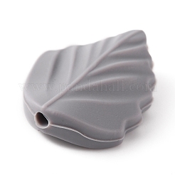 シリコンビーズ  葉  濃いグレー  24~24.5x19~19.5x7~7.5mm  穴：2mm&nbsp;LS-SIL-WH0001-20N