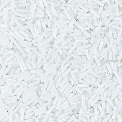 不透明ガラスのラッパビーズ3000個  ホワイト  6~8x1.8mm  穴：0.6mm&nbsp;GLAA-PA0001-86