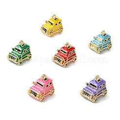 6本6色亜鉛合金エナメルペンダント  車  ゴールドカラー  ミックスカラー  16x13x11mm  穴：1.4mm  1pc /カラー&nbsp;ENAM-CJ0007-33