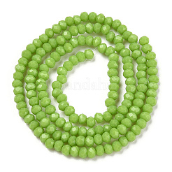 オペークソリッドカラーガラスビーズ連売り  多面カット  ロンデル  黄緑  8x6mm  穴：1mm  約60~62個/連  39~40cm&nbsp;LS-EGLA-A034-P8mm-D30