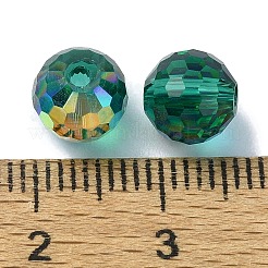 Ab色のメッキガラスビーズ  多面カットラウンド  ライトシーグリーン  8x7mm  穴：1.5mm&nbsp;EGLA-P059-02A-AB11
