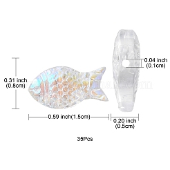 35個の透明スプレー塗装ガラスビーズ  魚  クリアAB  15x8x5mm  穴：1mm&nbsp;GLAA-YW0001-69A