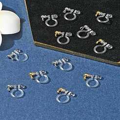 12個2色304ステンレススチールとプラスチッククリップオンイヤリング金具  ゴールデン·ステンレス鋼色  11x11x3mm  穴：1.8mm  6個/カラー&nbsp;KY-FS0001-28