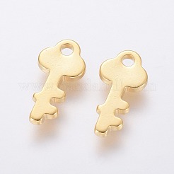 ステンレススチールチャーム201個  キー  18KGP本金メッキ  13x6x1mm  穴：1.8mm&nbsp;STAS-L234-070G