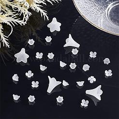 200個 4スタイル スプレー塗装ガラスビーズ & アクリルビーズキャップ  花  透明  7~21.5x11.5~22x4.5~21mm  穴：1.2~1.5mm  50個/スタイル&nbsp;DIY-HY0001-10