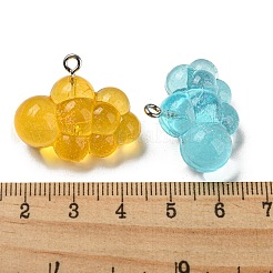 透明樹脂ペンダント  プラチナメッキの鉄ループが付いたグリッタークラウドチャーム  ミックスカラー  21.5x26.5x12.5mm  穴：2mm&nbsp;FIND-Z011-01B