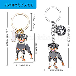 Wewaysmile 犬用キーホルダー 2個 車用キーホルダー ペットペンダント キーリング 可愛い犬用キーリング ポータブル メタルキーホルダー ペット愛好家へのギフト 誕生日 子犬テーマ パーティー用品 (ロットワイラー)  ミックスカラー  11x2.85cm&nbsp;JX797A
