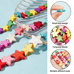 3連売り 3スタイル 合成ターコイズビーズ連売り  スター  カラフル  11~18.5x12~20x4~5mm  穴：1~1.5mm  1連/スタイル&nbsp;G-AR0004-69B