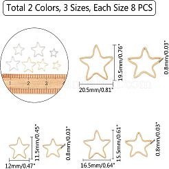 304ステンレススチールリンクリング  スター  ミックスカラー  12~19.5x11.5~20.5x0.8mm  48個/箱&nbsp;STAS-UN0011-89